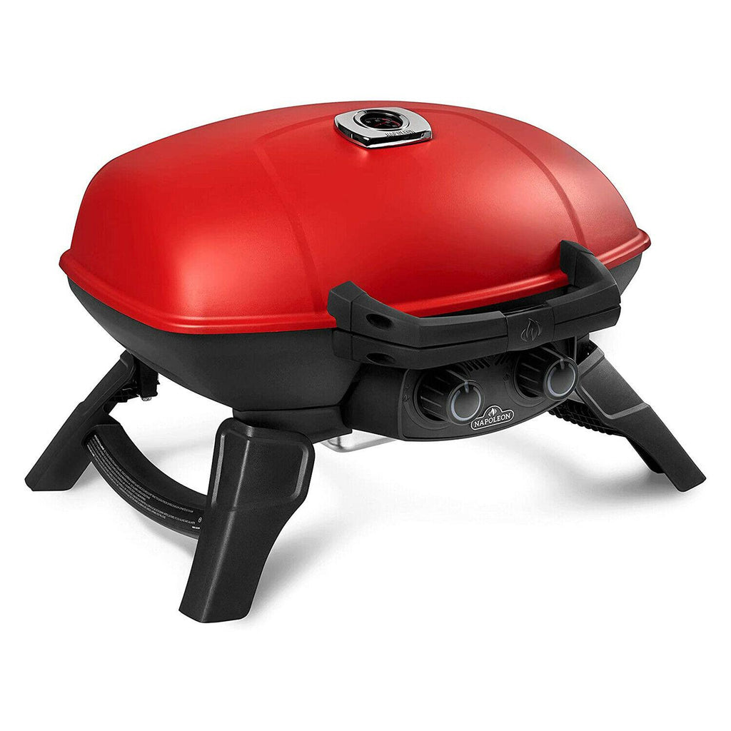 TravelQ 285 Portable Durable Compact Outdoor Propane Gas Grill, Red