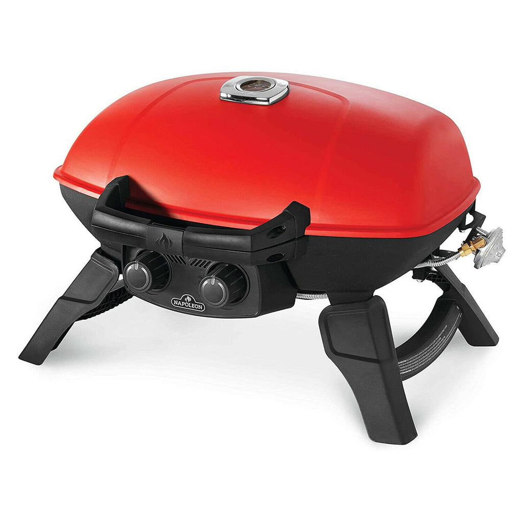 TravelQ 285 Portable Durable Compact Outdoor Propane Gas Grill, Red