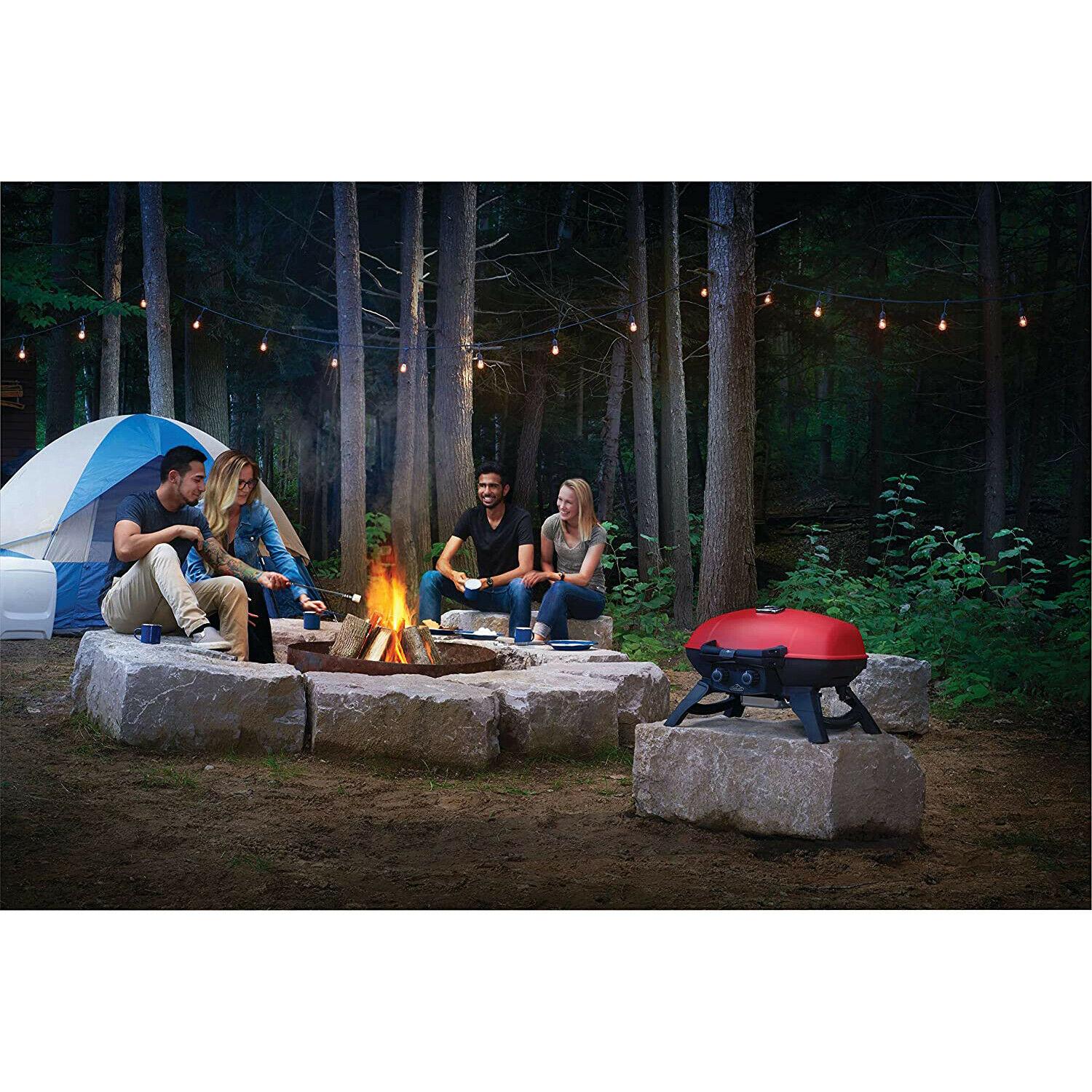 TravelQ 285 Portable Durable Compact Outdoor Propane Gas Grill, Red