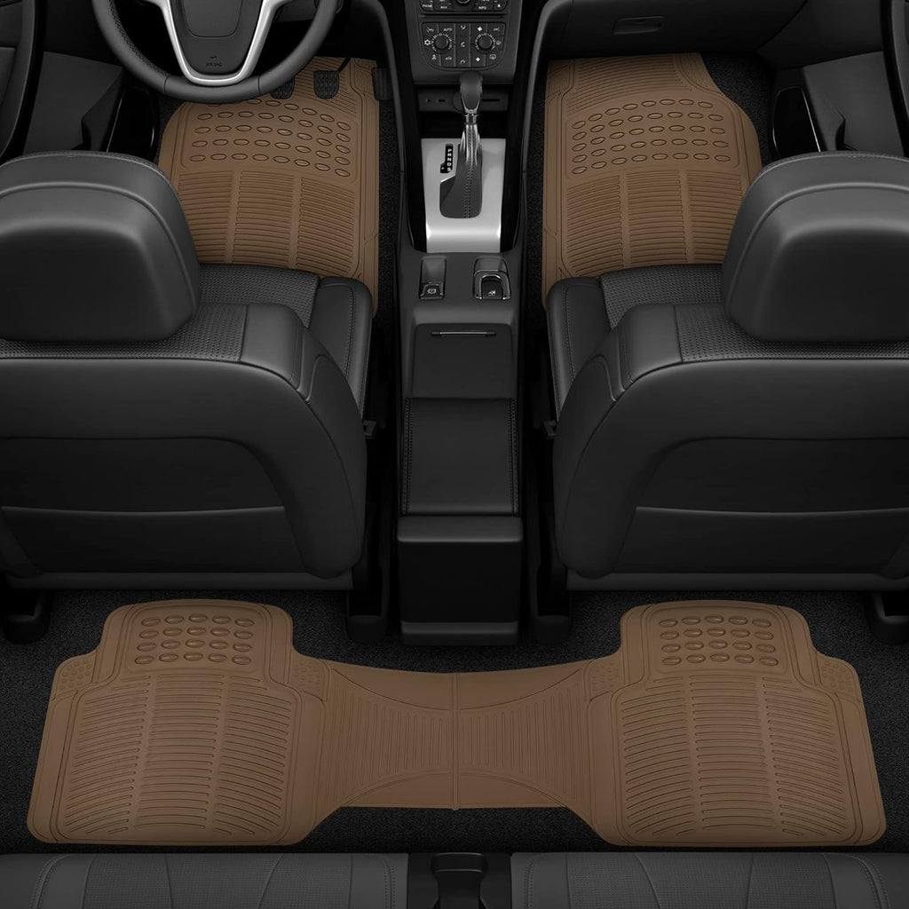 BDK ProLiner Floor Mats for Cars Trucks SUV, Beige 3-Piece Heavy Duty Car Mats with Universal Fit , All Weather Car Floor Liners
