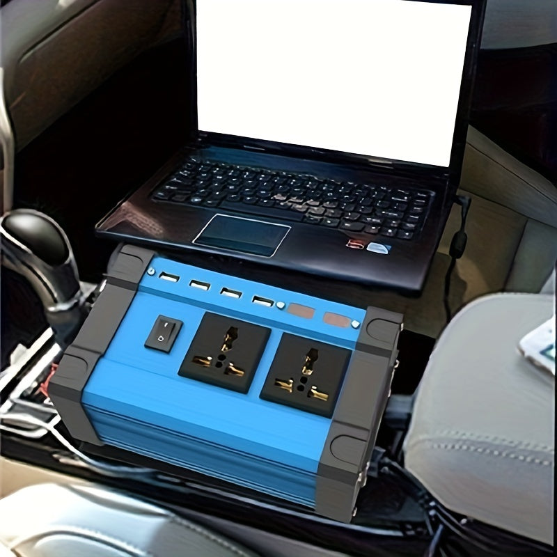 400W Power Inverter: DC 12V to AC 110V with 2 Universal Sockets, 4 USB Chargers &amp; LED Display