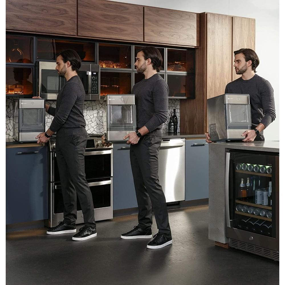 GE Profile OPAL01GEPKT Opal | Countertop Nugget Ice Maker, Stainless Steel Wrap with Gray Accents &amp; LED Lighting