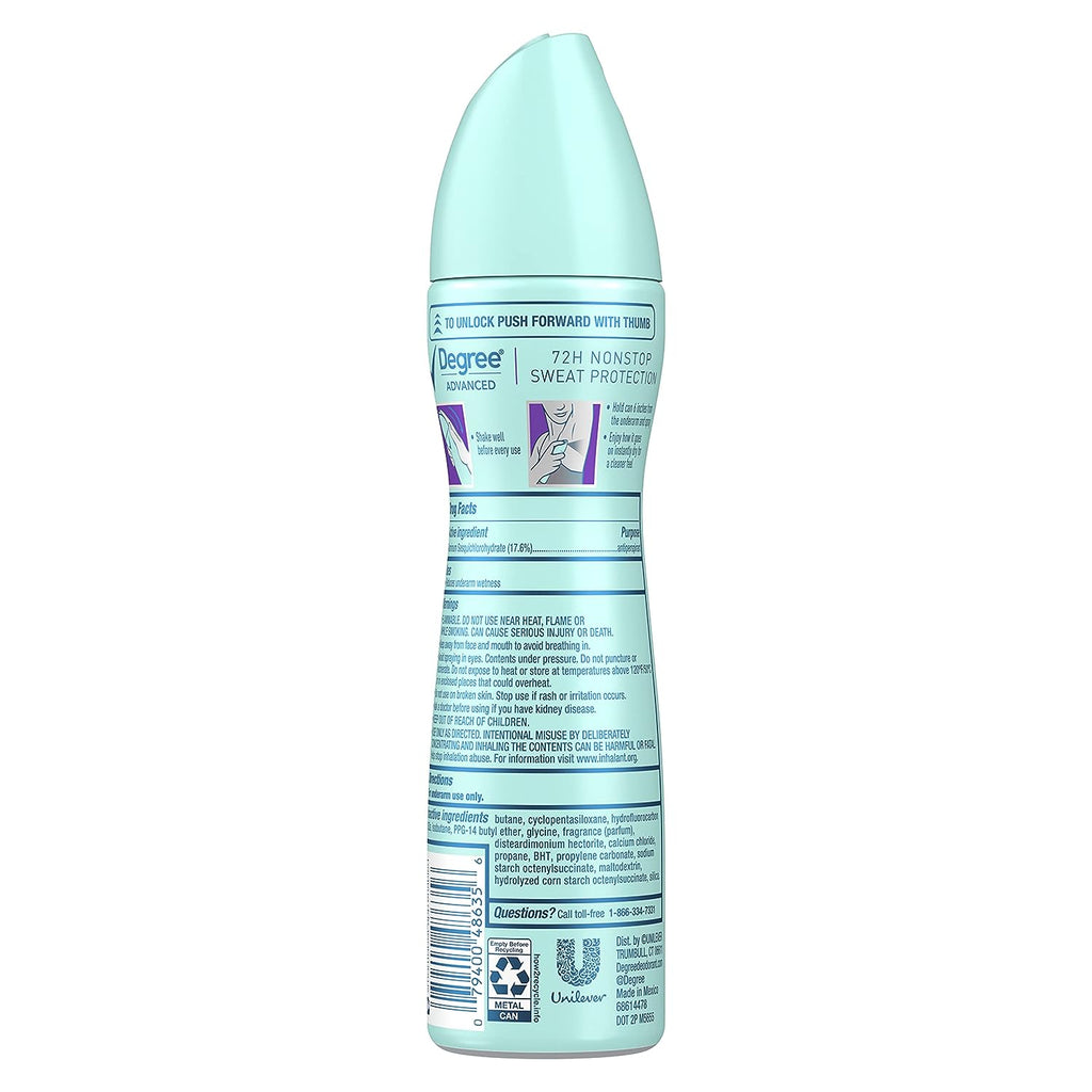 Degree Antiperspirant Deodorant Dry Spray 72-Hour Sweat and Odor Protection Lavender and Waterlily Deodorant Spray For Women With MotionSense Technology 3.8 oz 3 Count