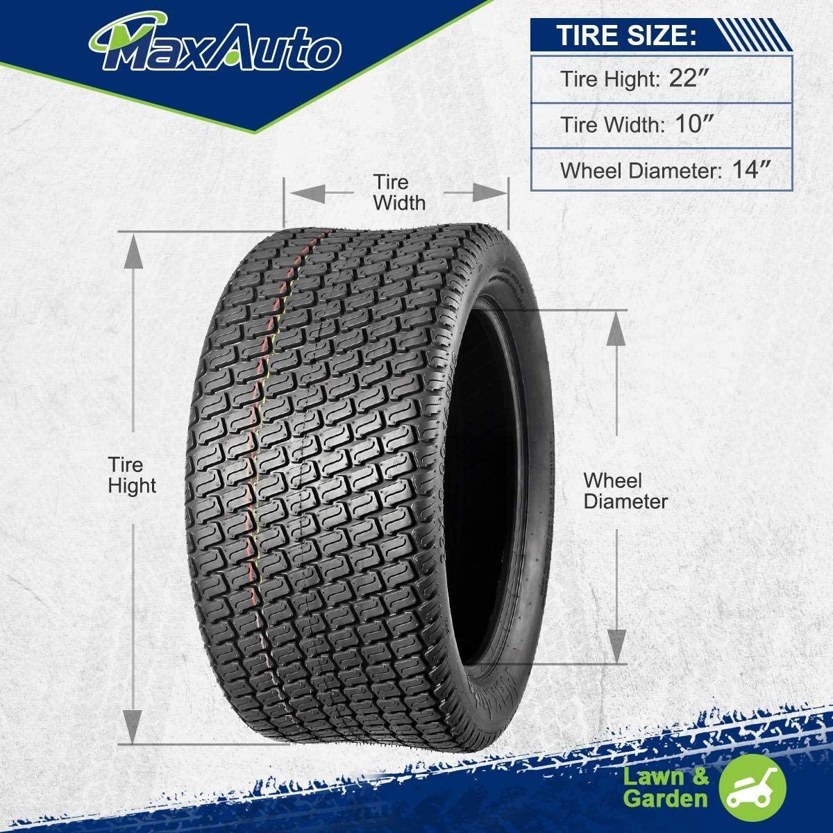 MaxAuto Lawn & Garden Tire 22X10-14 P332 4PR Tubeless, 2Pcs