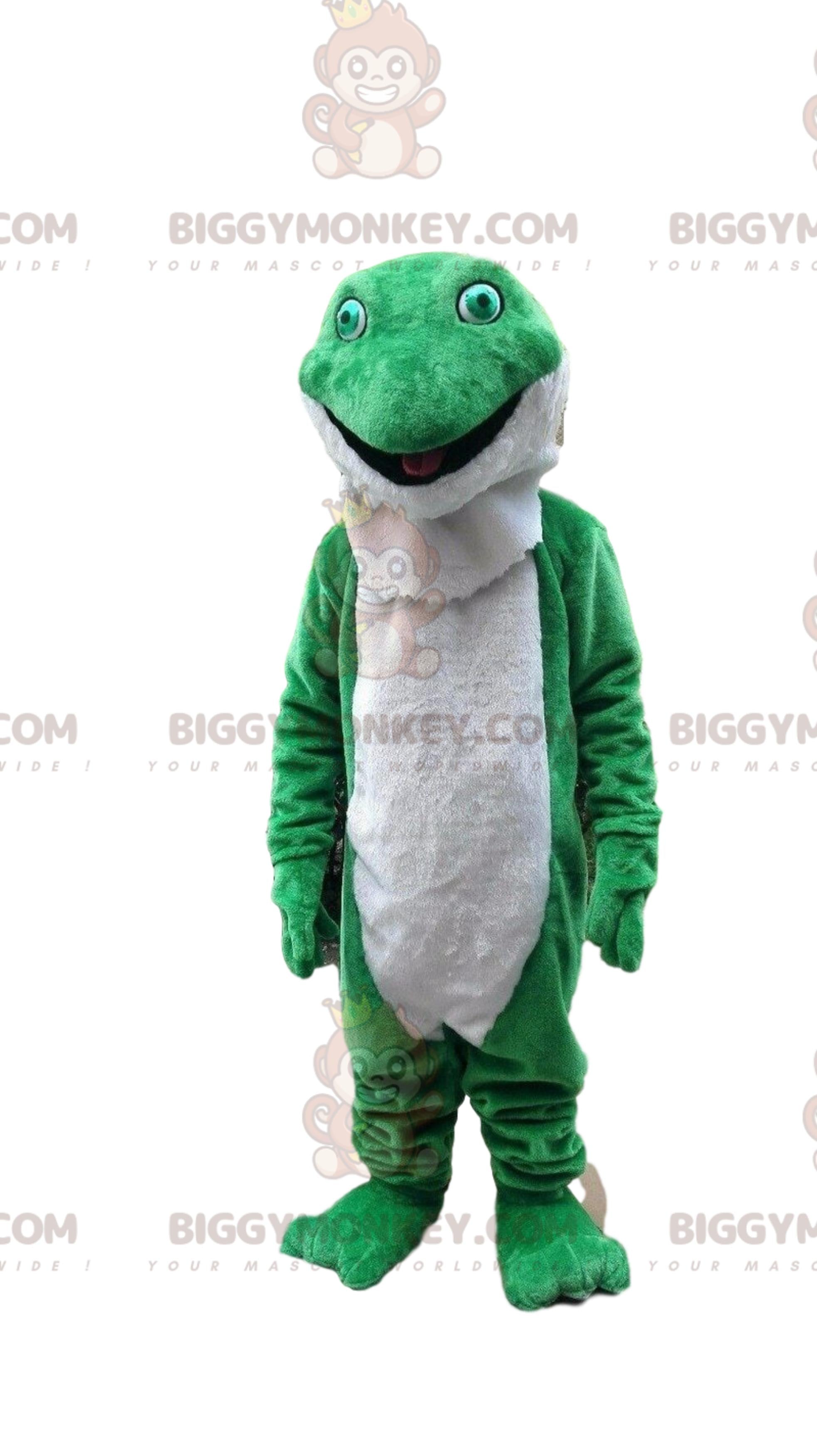BIGGYMONKEYmascot costume green and white frog, toad costume