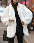 warm big lapel long sleeve plain elegant coats
