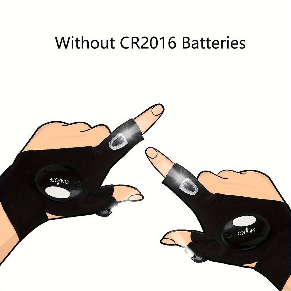 LED Flashlight Gloves-CR2016 Battery Powered (Battery Not Included), Gifts For Dad Boyfriend, Gadget Hands-Lights For Camping Fishing Repairing