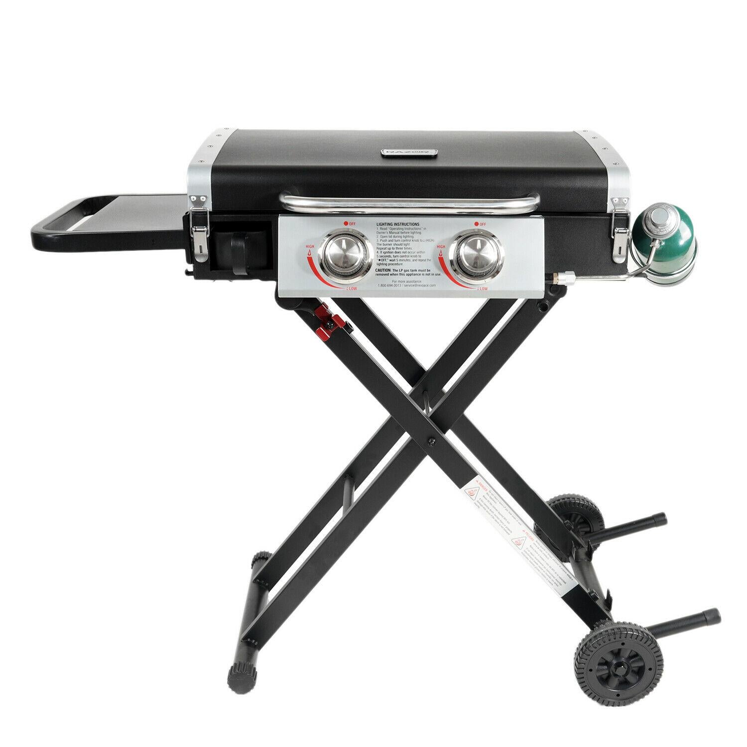Griddle GGC2030M 25 Inch 2 Burner LP Propane Gas w/ Folding Shelf, Steel