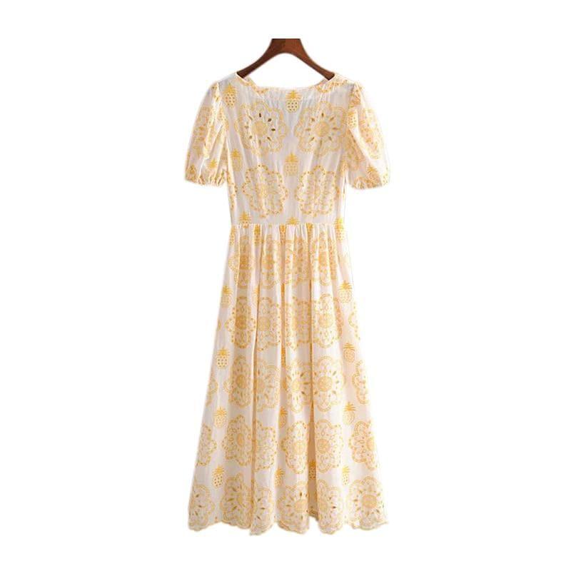 magnolia embroidery midi dress
