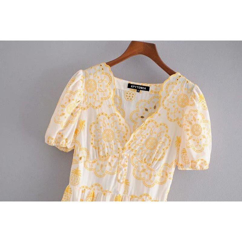 magnolia embroidery midi dress