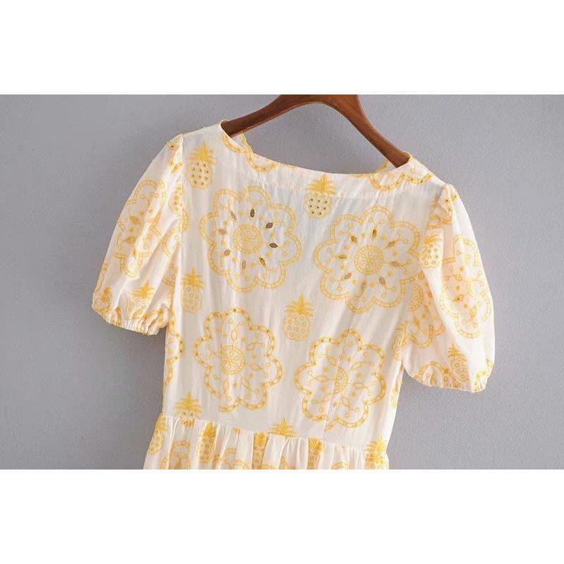 magnolia embroidery midi dress