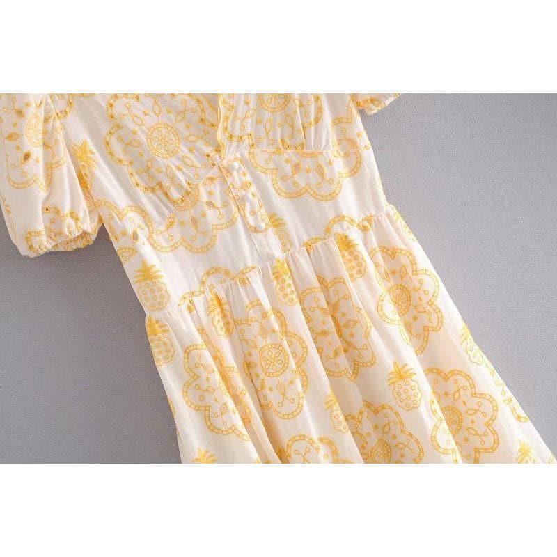 magnolia embroidery midi dress