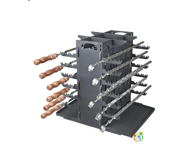 Vertical Mangal 12 BBQ Portable Grill Steel Picnic Мангал Brazier Shashlik Kebab
