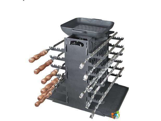 Vertical Mangal 12 BBQ Portable Grill Steel Picnic Мангал Brazier Shashlik Kebab