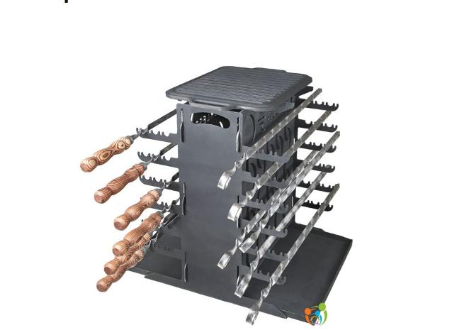 Vertical Mangal 12 BBQ Portable Grill Steel Picnic Мангал Brazier Shashlik Kebab