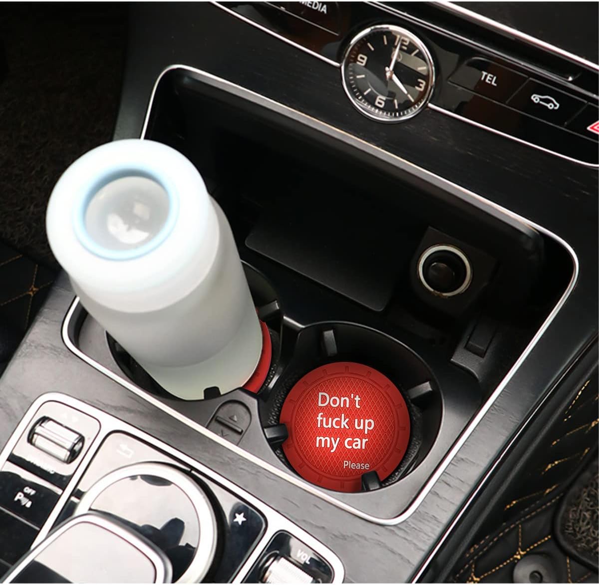 8sanlione Car Cup Coaster, 4Pcs 2.75 Inch Auto Cup Holder Insert Coasters, Non-Slip Waterproof Embedded Drink Mat, Automotive Interior Accessories for Men and Women (D Red/4PCS)