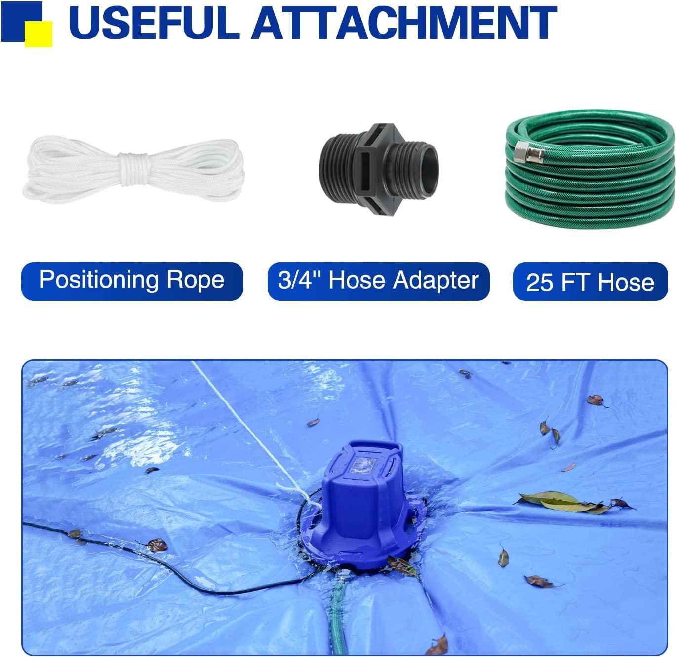 JANZ 2500 GPH Automatic Swimming Pool Cover Pump Above Ground,1/3 HP Submersible Pump with 25 FT DrainaHose Kit and Positioning Rope,Water Removal Pump for Pool Cover,Pool and More