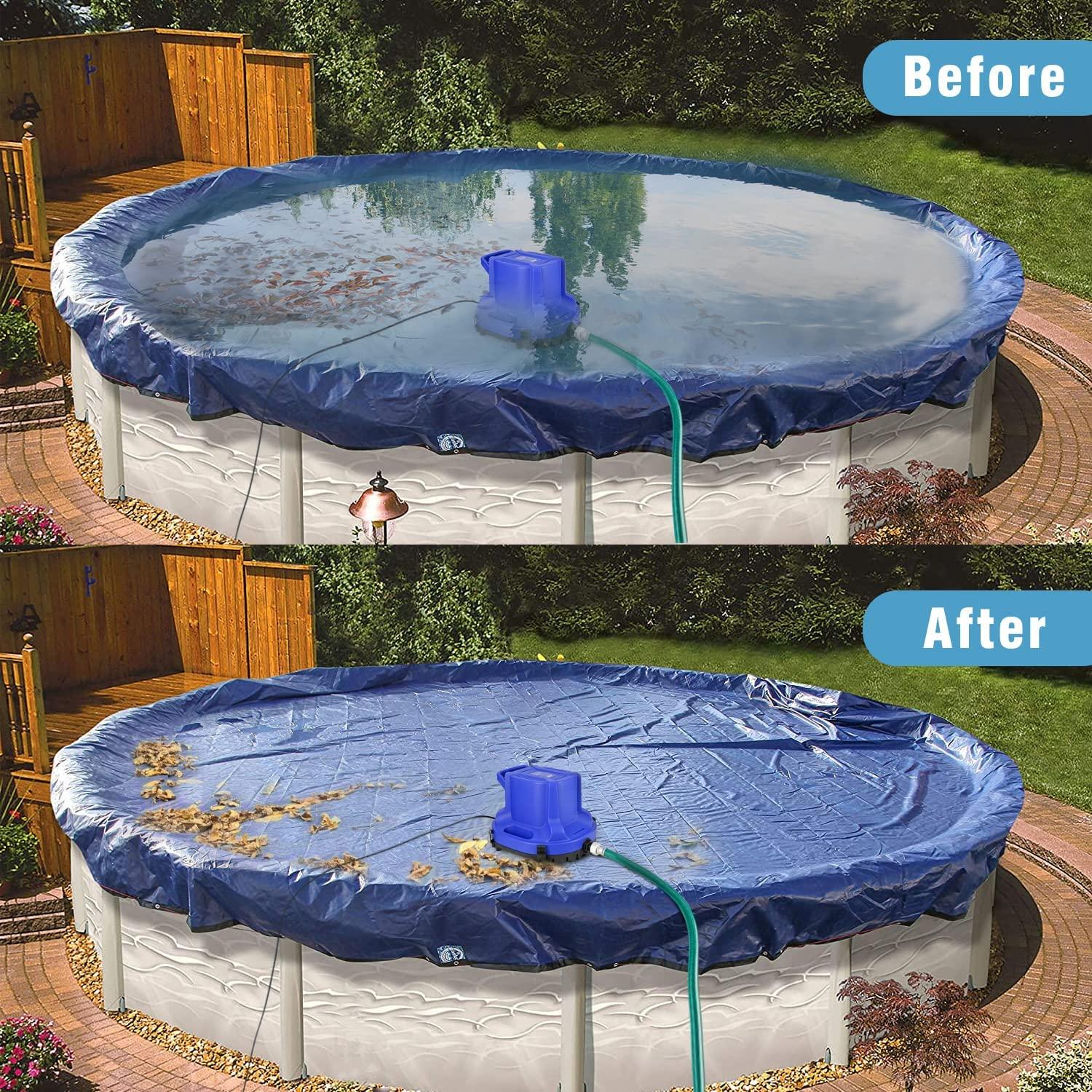 JANZ 2500 GPH Automatic Swimming Pool Cover Pump Above Ground,1/3 HP Submersible Pump with 25 FT DrainaHose Kit and Positioning Rope,Water Removal Pump for Pool Cover,Pool and More