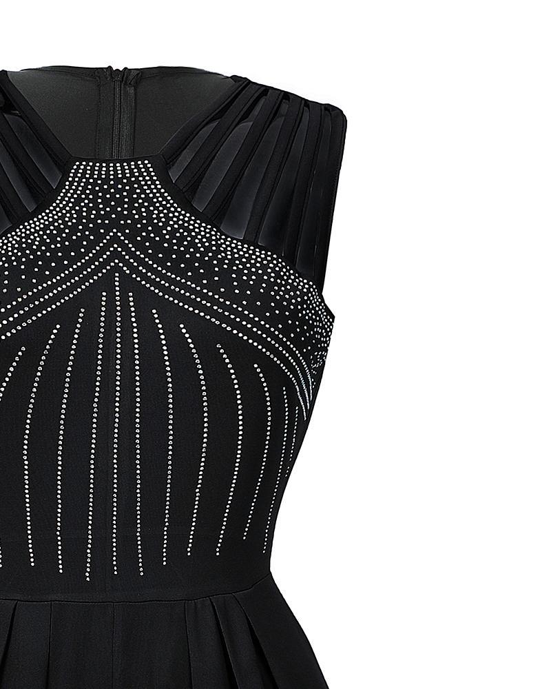 Rhinestone Cutout Ruched Wide Leg Jumpsuit
