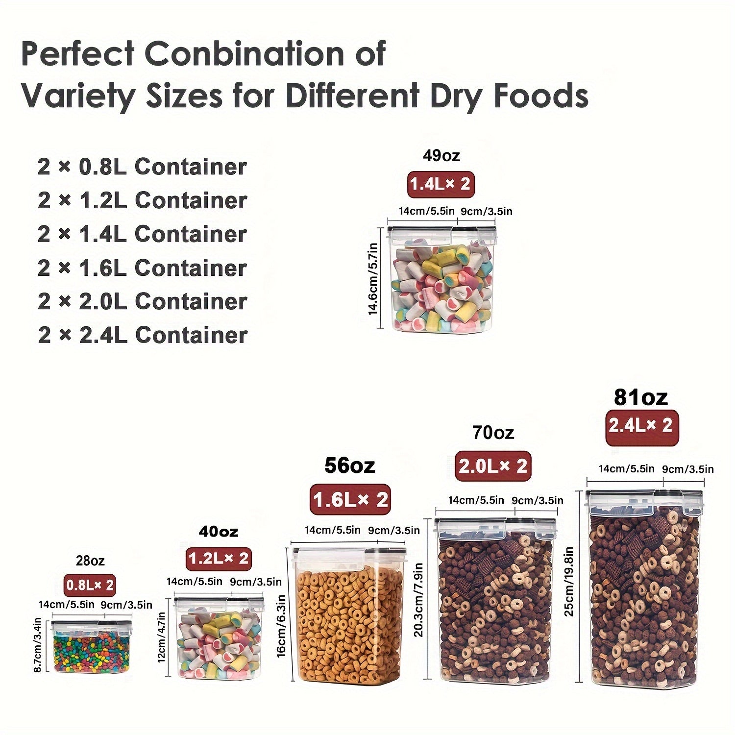6/12pcs Airtight Food StoraContainers W/Lids,BPA Plastic Dry Food Canisters For Kitchen Pantry Organization And Storage,Dishwasher Safe