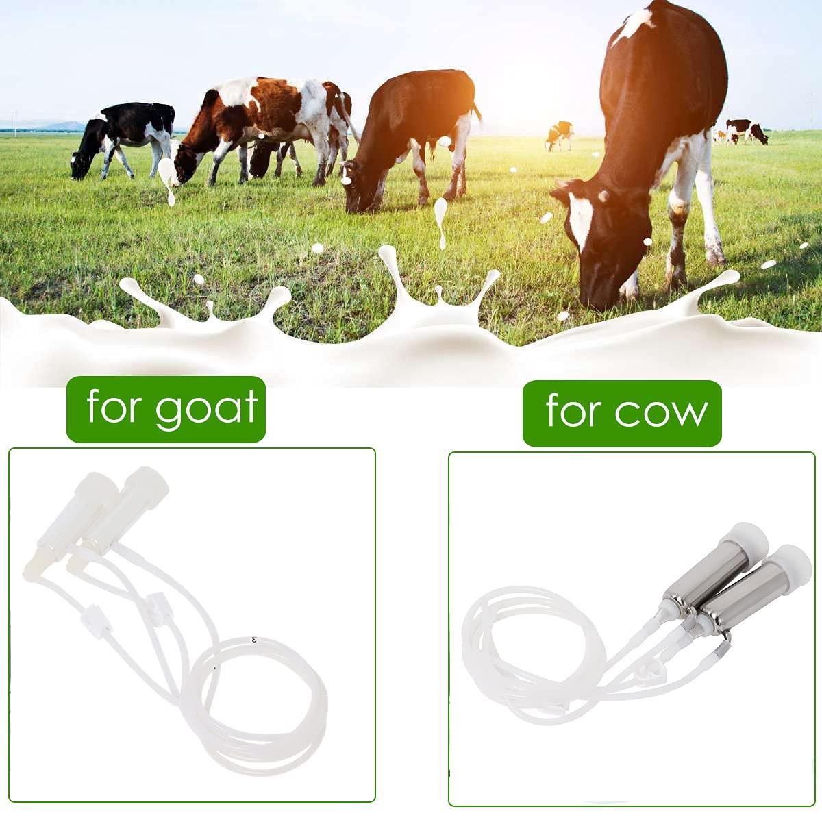 5L Electric Cow Goat MilMachine, Portable Pulsation MilMachine Single Bucket Piston Vacuum Pump