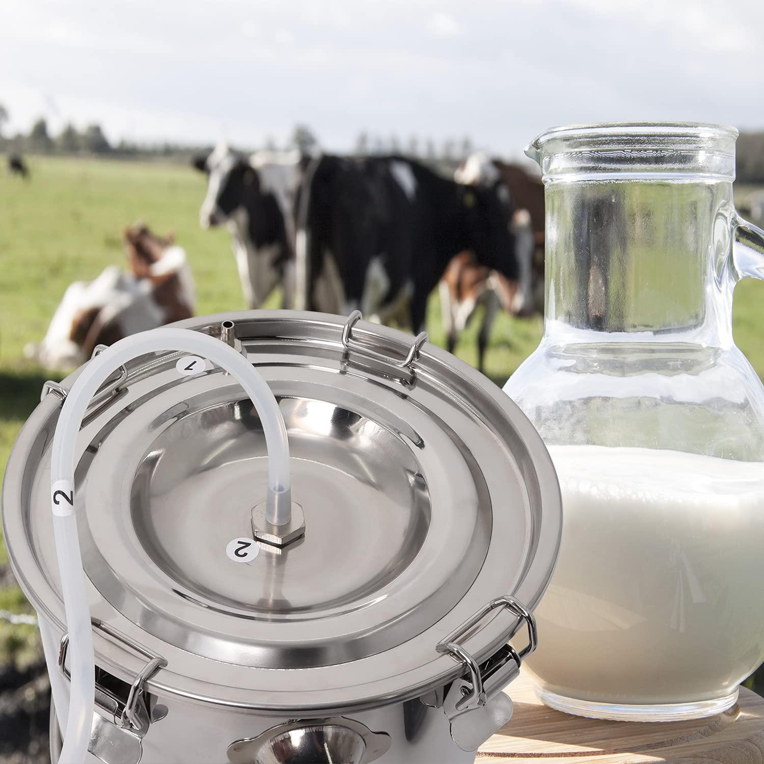 5L Electric Cow Goat MilMachine, Portable Pulsation MilMachine Single Bucket Piston Vacuum Pump
