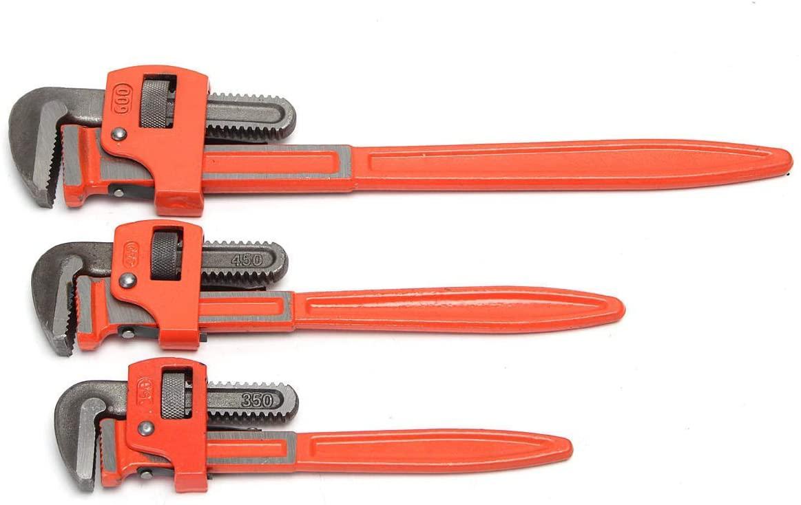 YUQIYU 3Pcs Heavy Duty Pipe Wrench Adjustable Set 14inch 18inch 24inch Monkey Soft Grip Universal Hand Tools