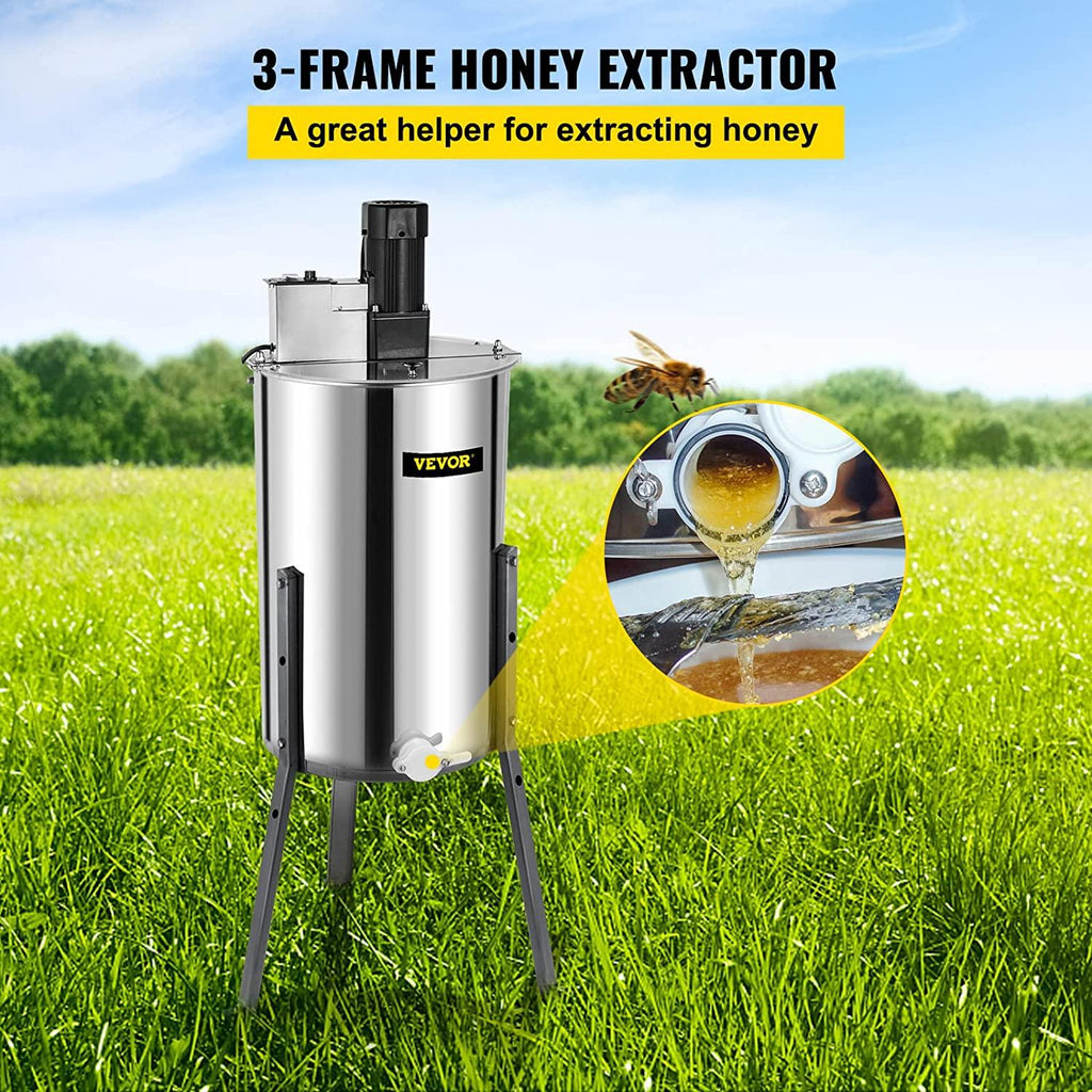 BestEquip Electric Honey Extractor Separator 3 Frame Bee Extractor  Steel Honeycomb Spinner Crank. Beekeeping Extraction Apiary CentrifuEquipment