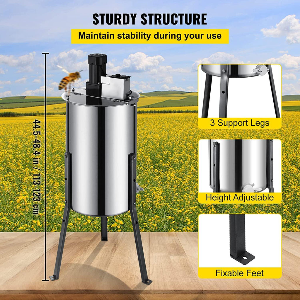 BestEquip Electric Honey Extractor Separator 3 Frame Bee Extractor  Steel Honeycomb Spinner Crank. Beekeeping Extraction Apiary CentrifuEquipment