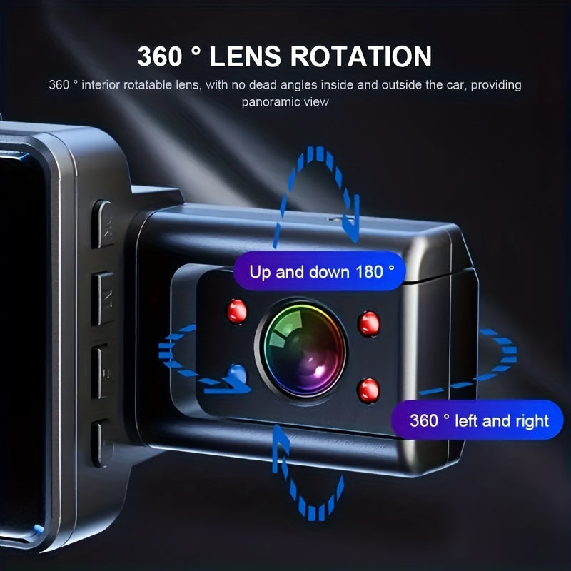 3 Inch 1080P Dual Lens Dash Cam For Cars,Front And Inside,Full HD 1080P Car Camera With Loop Recording,Night Vision,Wide Angle Car DVR Camera Car Video Recorder Vehicle Black Box