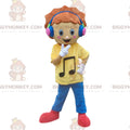 Young boy BIGGYMONKEYmascot costume with headphones. music costume