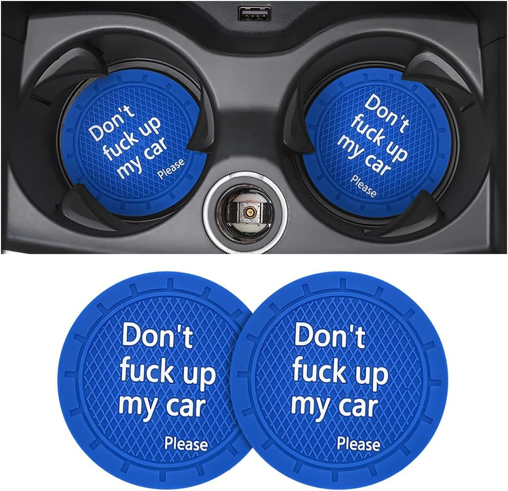 8sanlione 2 Pack Car Cup Holder Coasters, 2.75 Inch Non-Slip PVC Insert Cup Coaster, Anti-Scratch Auto Cup Mats for Women Men, Vehicle Interior Accessories Universal for Car, SUV, Truck (D Blue/2PCS)