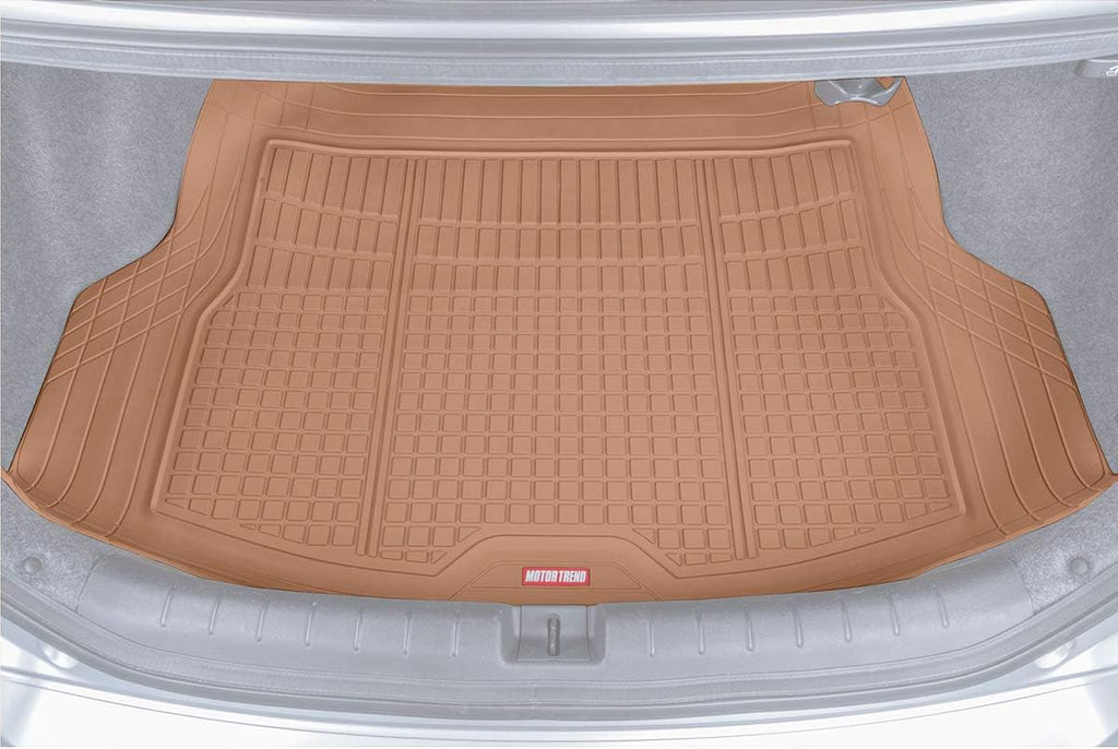 Motor Trend Premium FlexTough All-Protection Cargo Liner Trunk Mat - w/Traction Grips &amp; Fresh , Heavy Duty Trimmable Trunk Liner for Car Truck SUV, Beige, Size: 54" L x 37" W