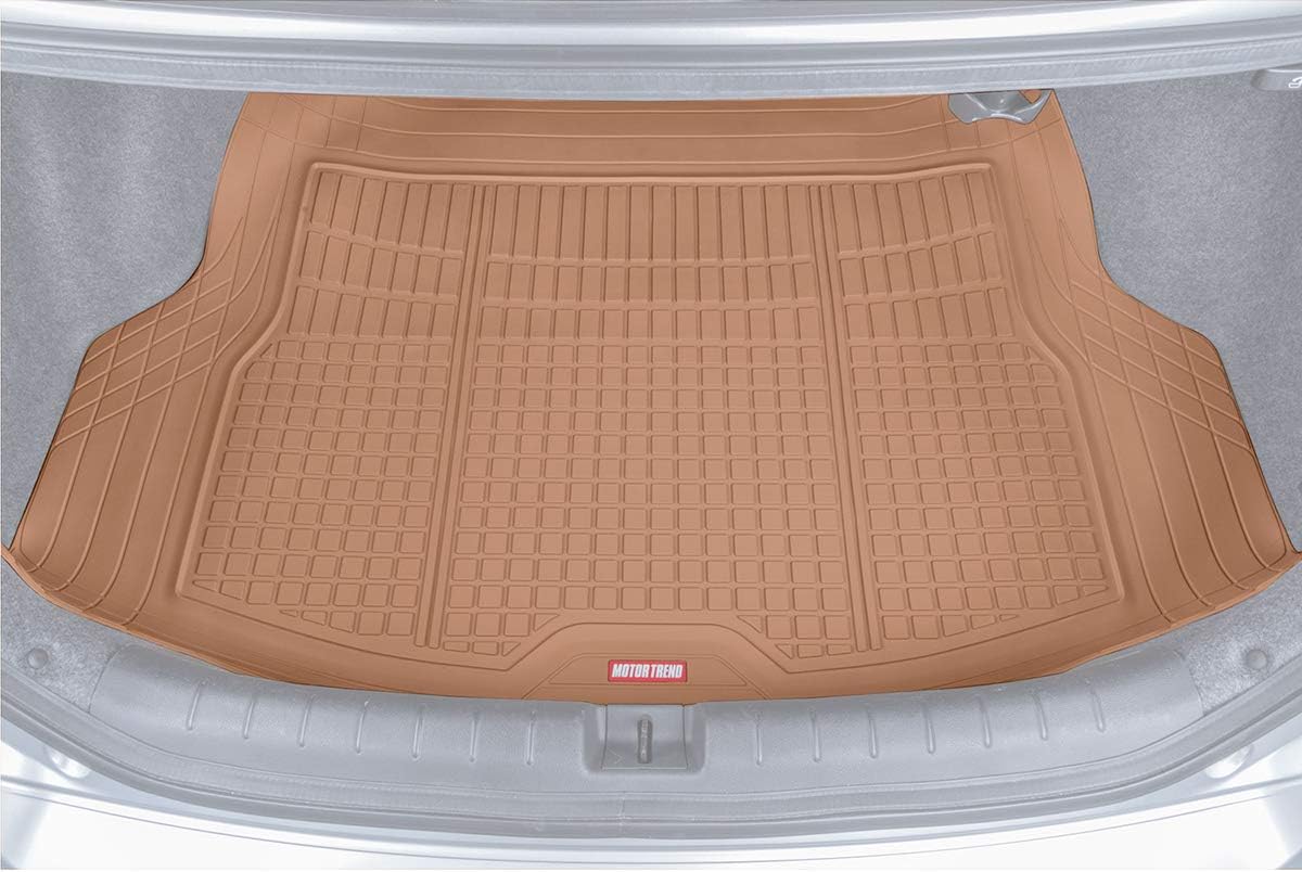 Motor Trend Premium FlexTough All-Protection Cargo Liner Trunk Mat - w/Traction Grips &amp; Fresh , Heavy Duty Trimmable Trunk Liner for Car Truck SUV, Beige, Size: 54" L x 37" W