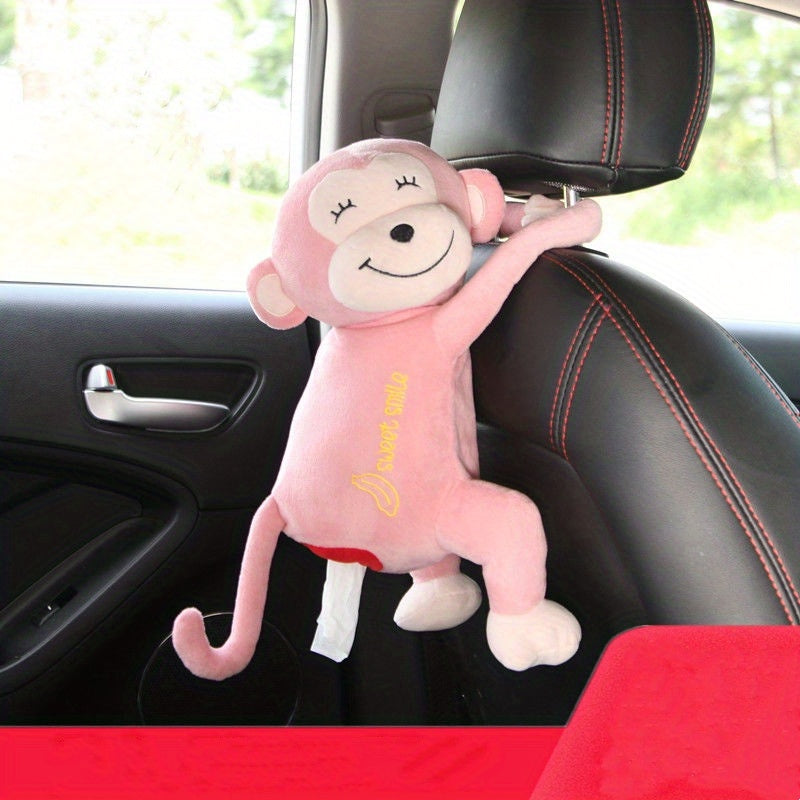 Leather Monkey Car Tissue Box Creative Armrest Box Cartoon Net Red Hanging Seat Rear Car Car Inside Draw Paper Box