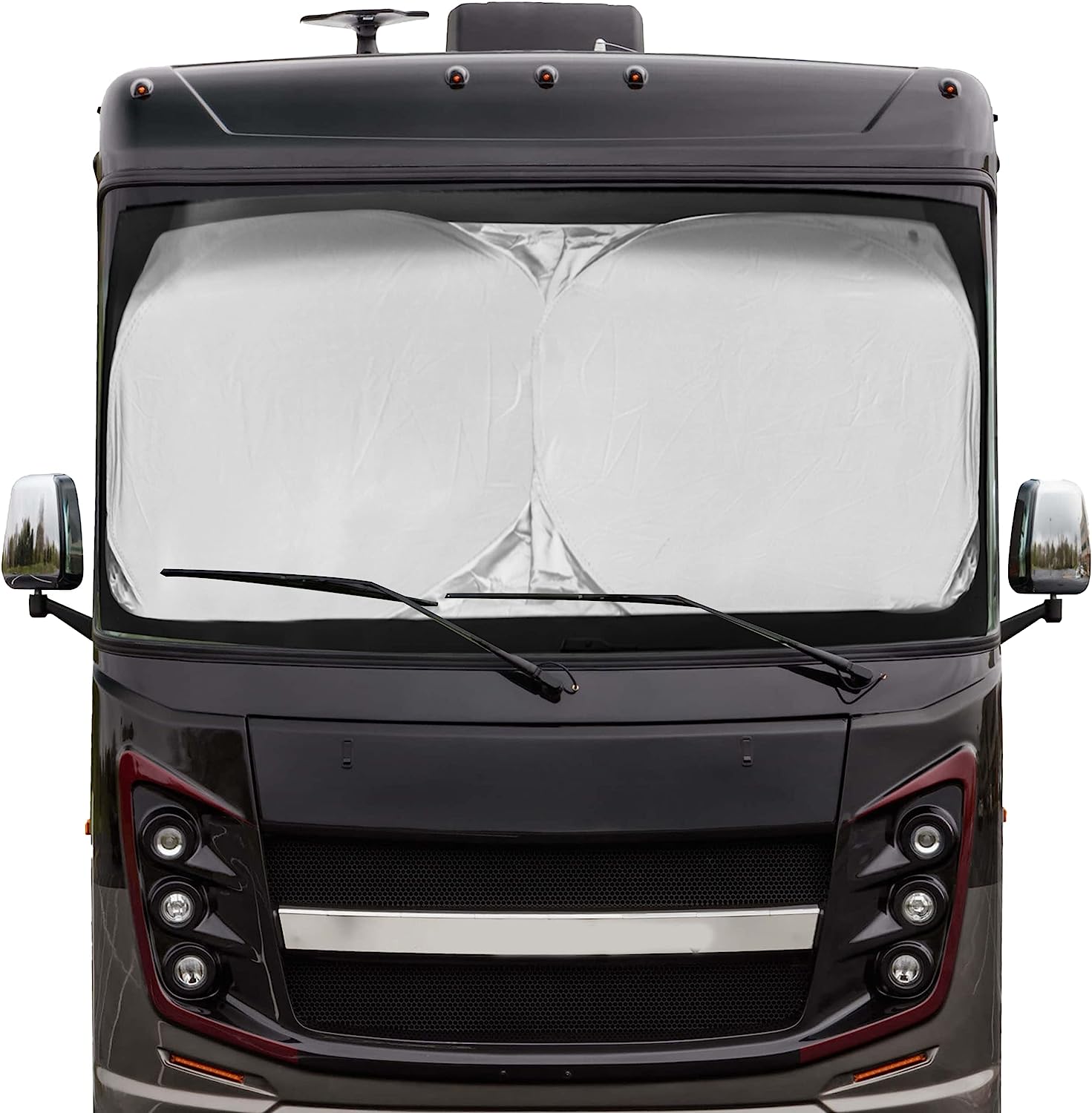 EcoNour RV Windshield Sunshade | Reflective RV Windshield Cover for UV Rays &amp; Heat Protection, Keeps Your RV Motorhome Cool | Shades for RV Fits RVs, Trucks, Motorhomes, Buses