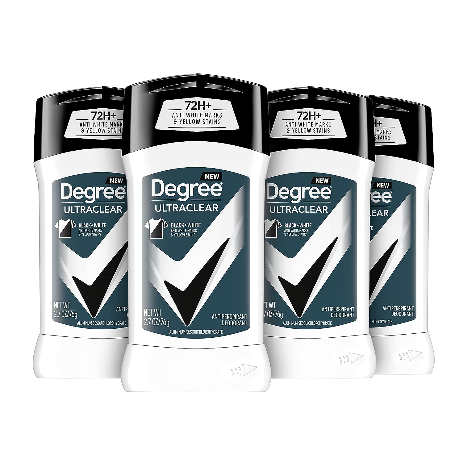 Degree Men UltraClear Antiperspirant Deodorant Black + White 4 count 72-Hour Sweat &amp; Odor Protection Antiperspirant For Men With MotionSense Technology 2.70 Ounce (Pack of 4)
