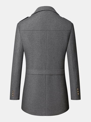 mens woolen double breasted lapel collar british style overcoats