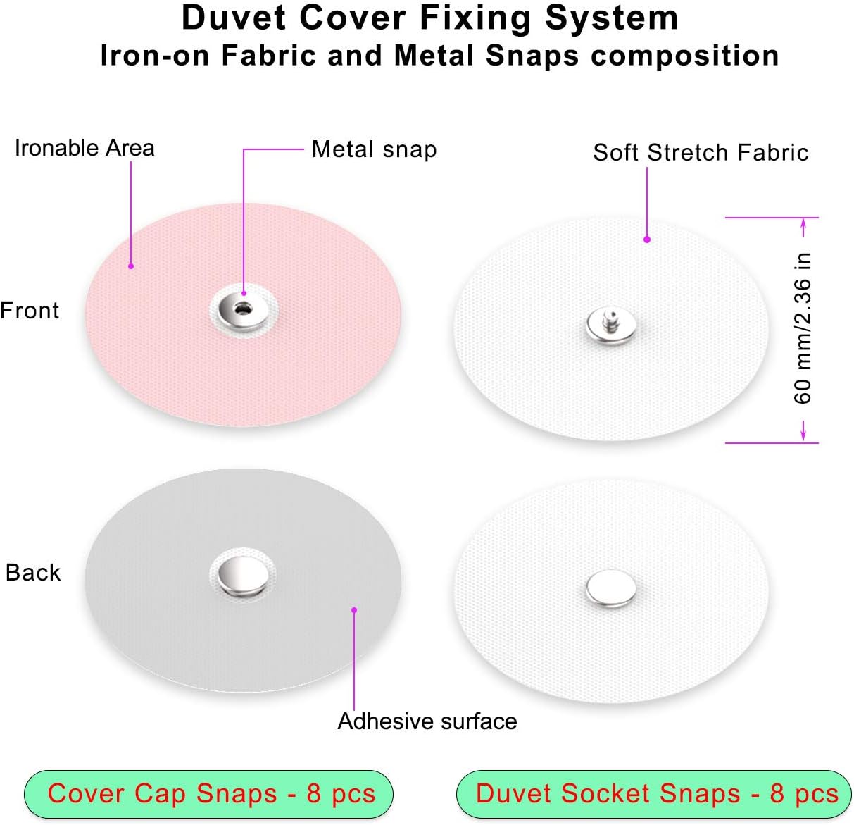 Duvet Cover Snaps Metal 16 Pcs