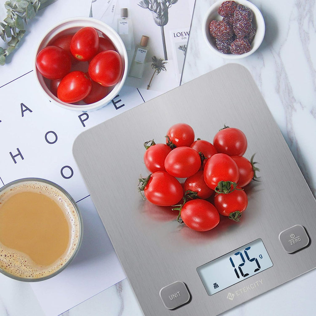 Etekcity Food Kitchen Scale, Digital Grams and Ounces for Weight Loss, Baking, Cooking, Keto and Meal Prep, Large, Silver Stainless Steel