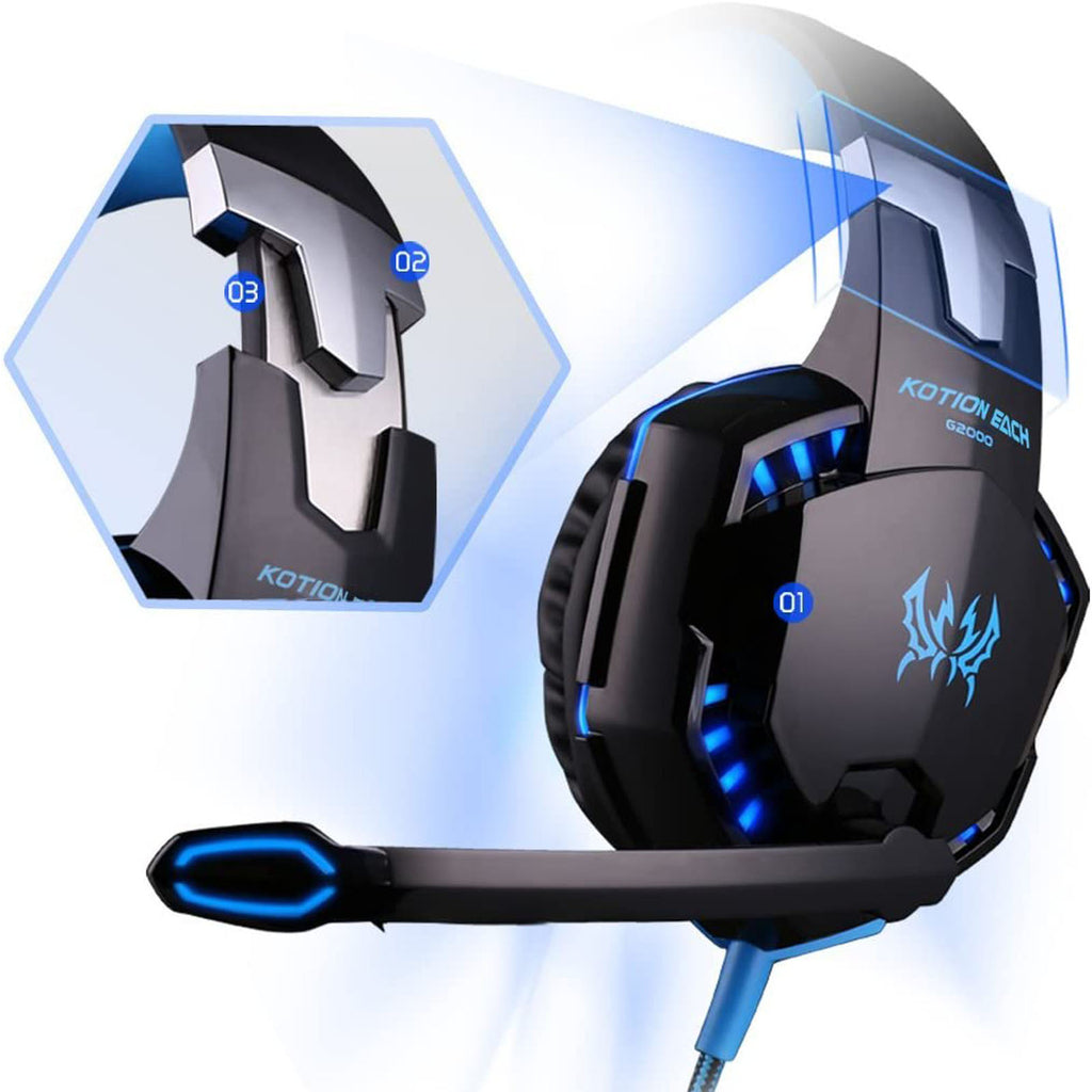 G2000 Gaming Headset: Experience Immersive Audio With Noise Cancelling Mic, LED Lights &amp; Soft Memory Earmuffs