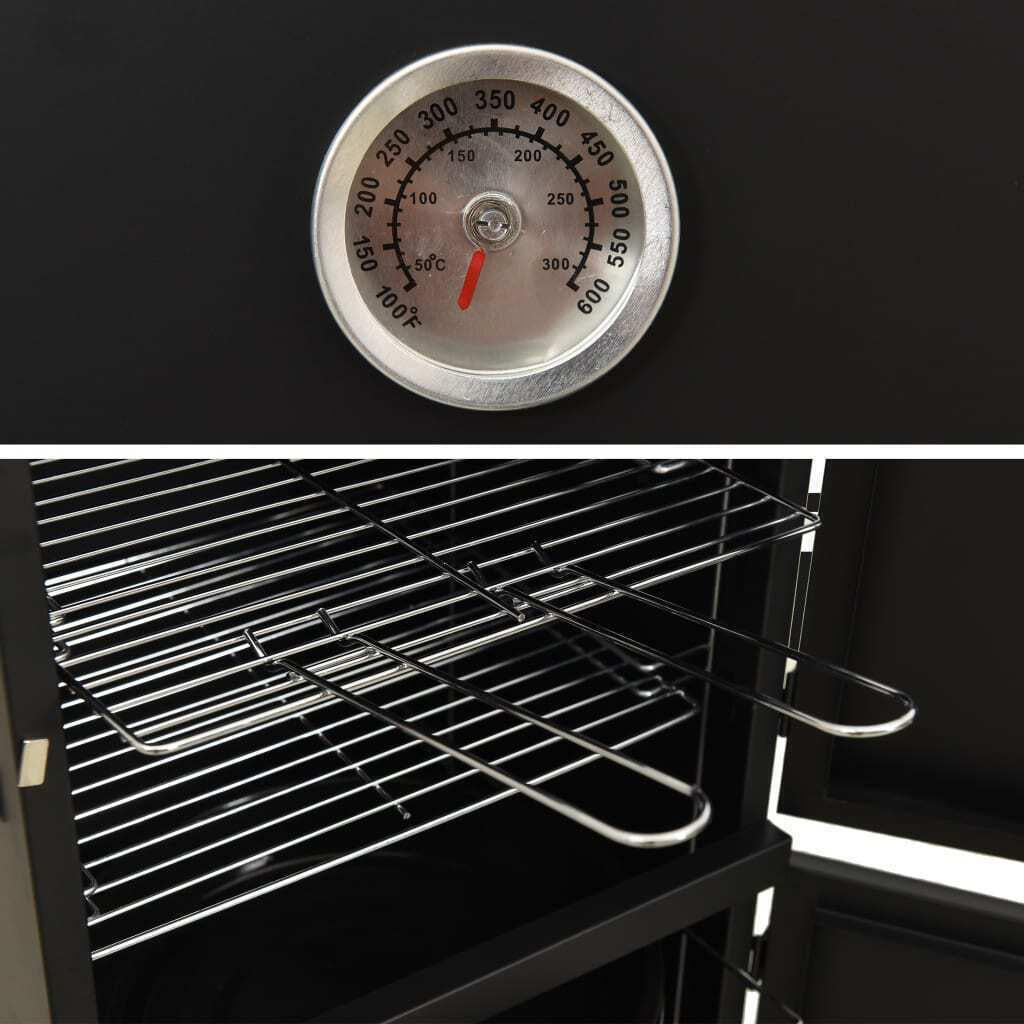 Outdoor BBQ Smoker Oven Barbecue Grill Stove Camping Garden Compact Cooker Black