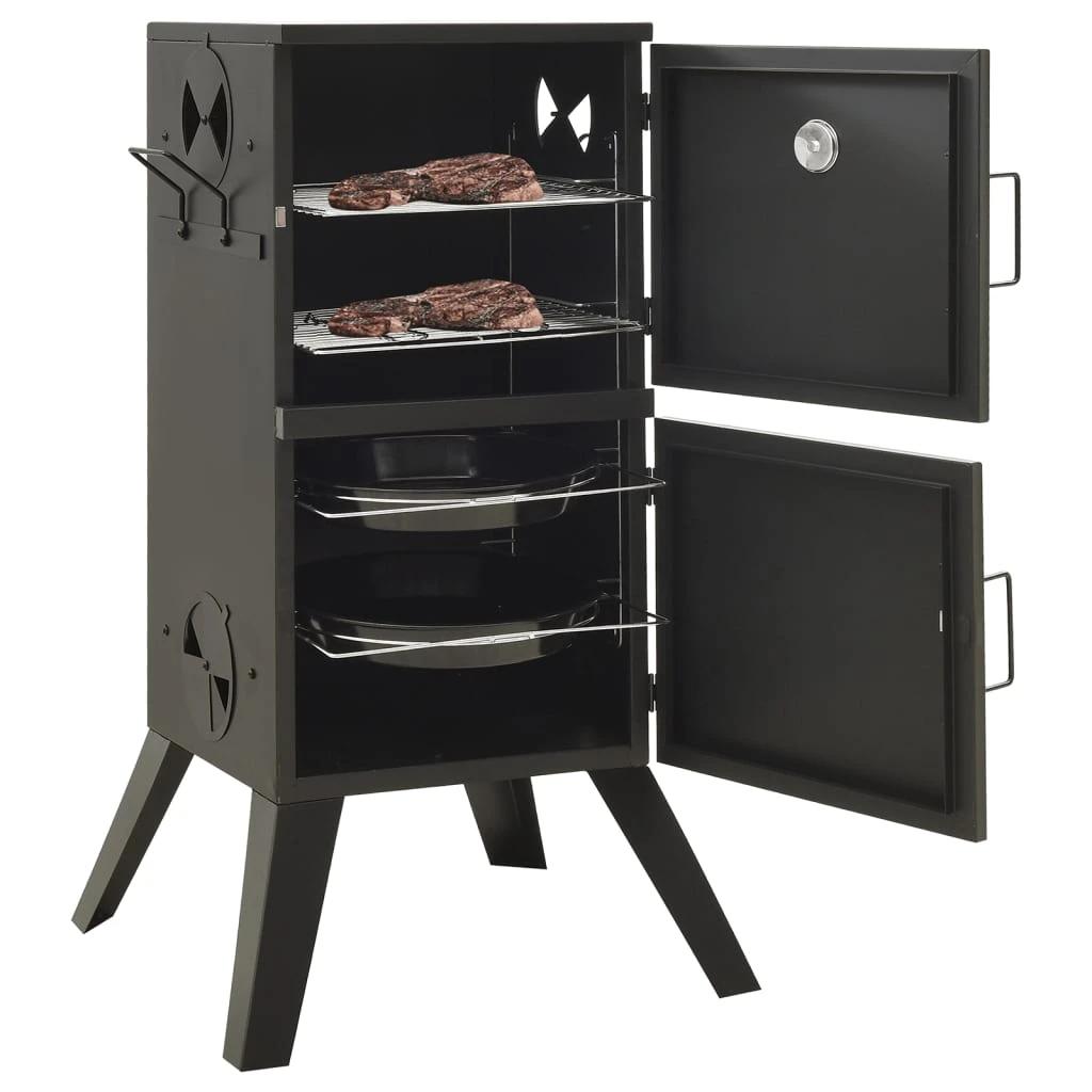 Outdoor BBQ Smoker Oven Barbecue Grill Stove Camping Garden Compact Cooker Black