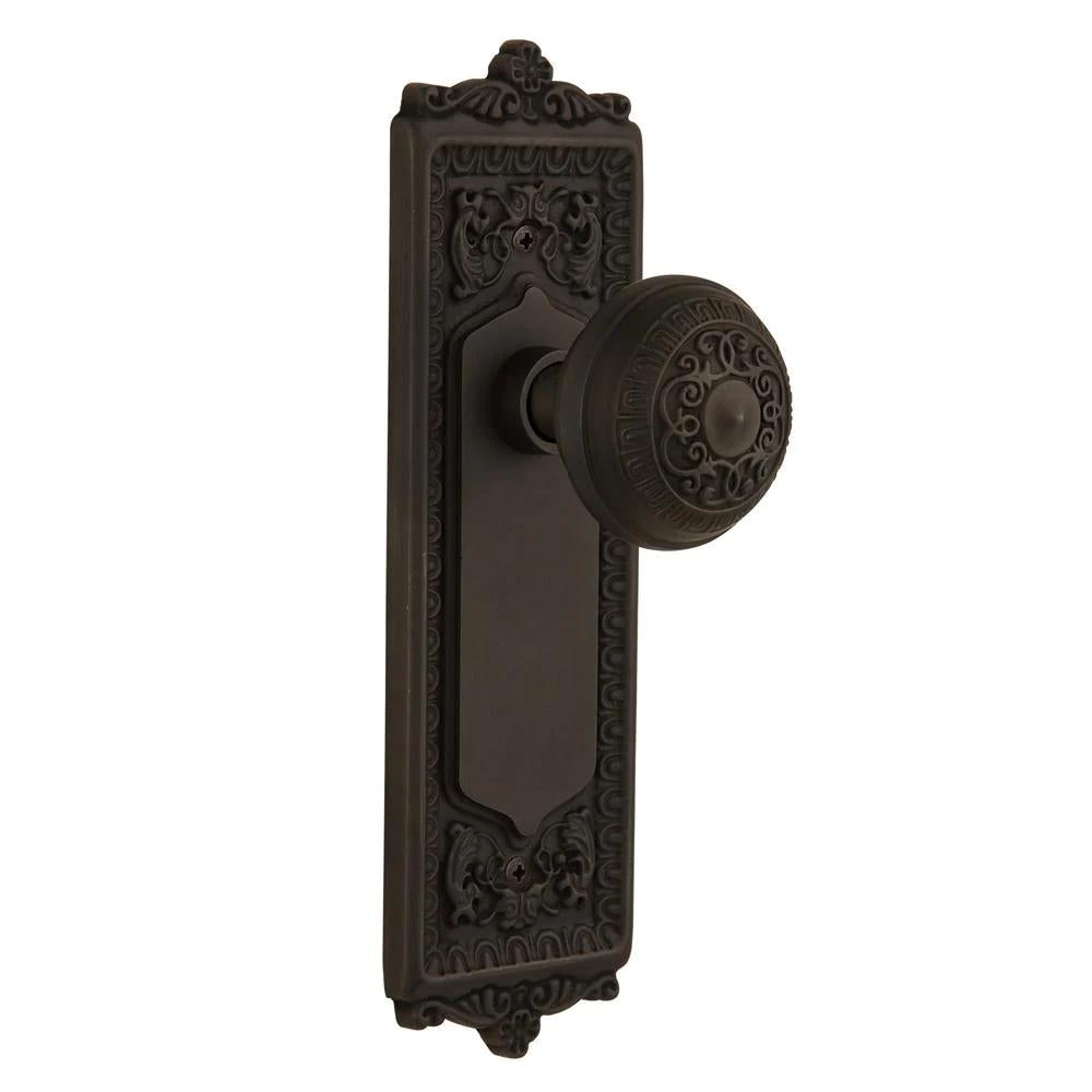 Egg and Dart Plate 2-3/8 in. Backset Oil-Rubbed Bronze Egg and Dart Door Knob