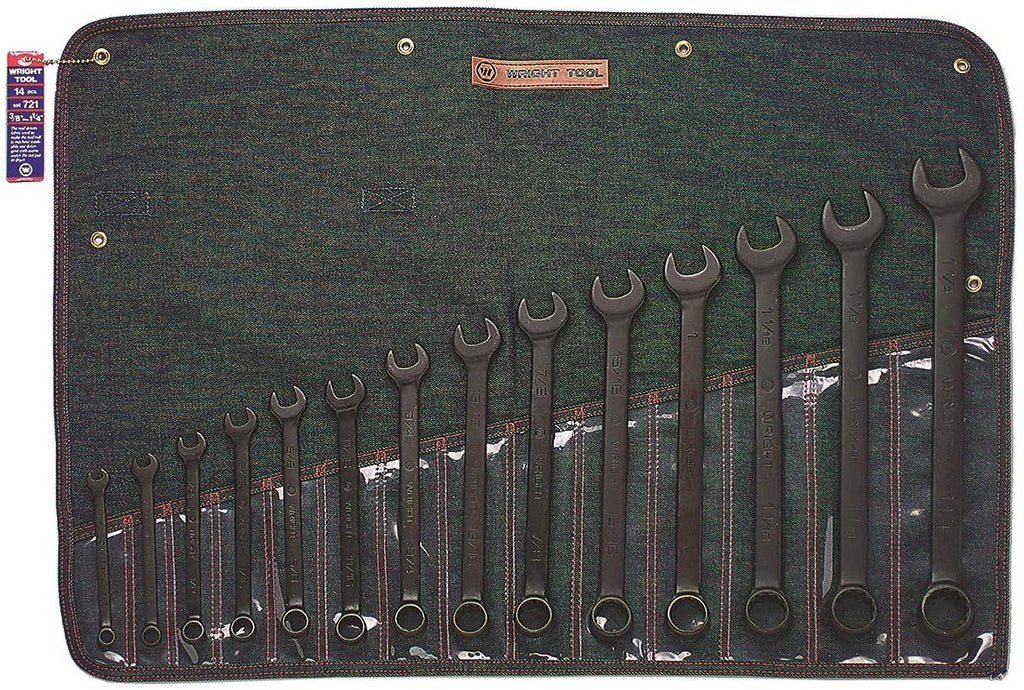 Wright Tool 721 12 Point Black Comb. Wrench Set, 3/8"-1-1/4" (14-Piece)