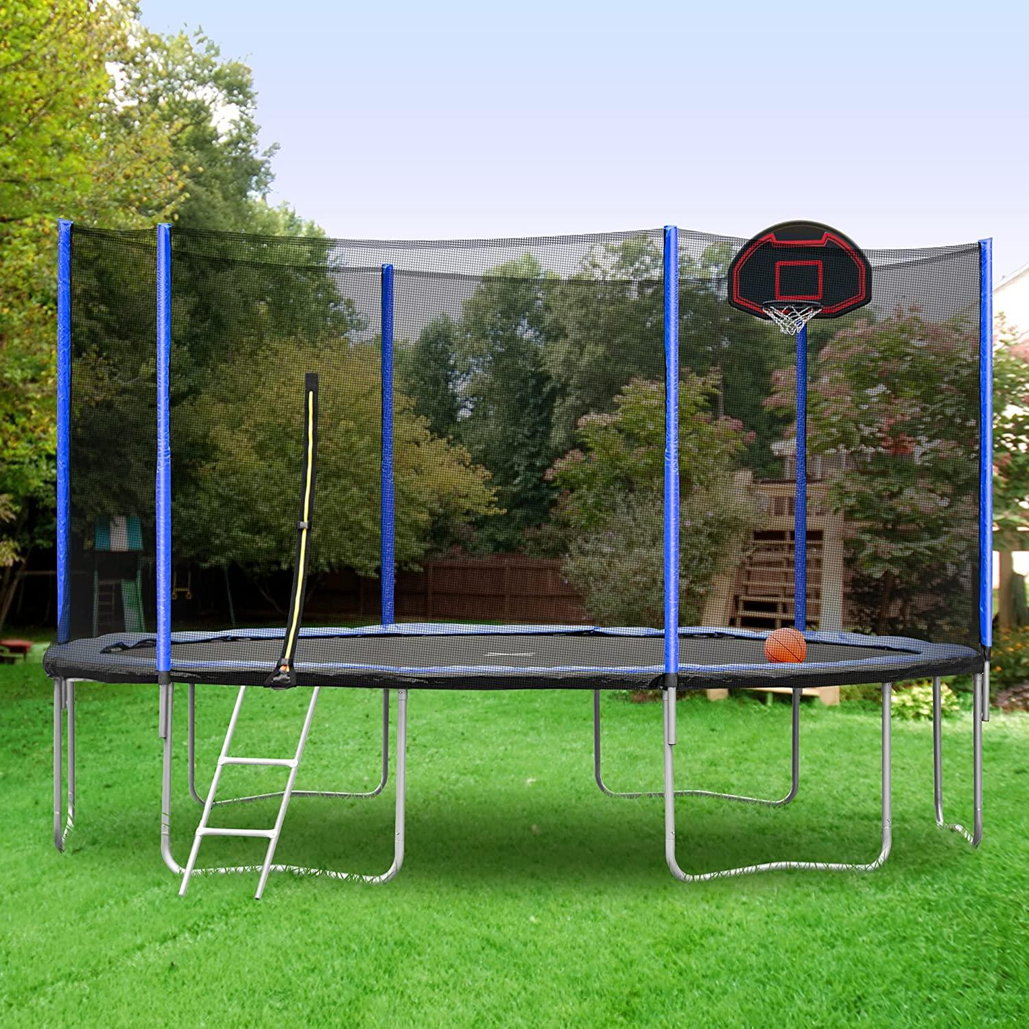 14FT Trampoline with Enclosure for Adults, Trampoline for 6-7 Kids