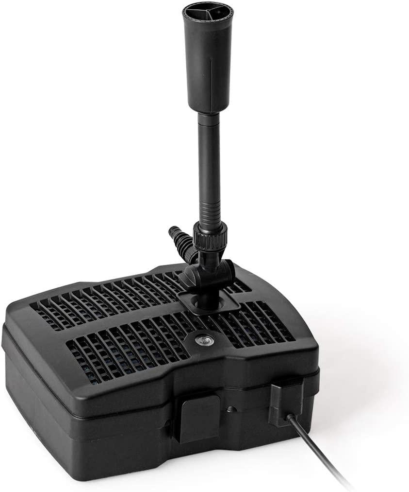 Goplus 4 in 1 Pond Filter Pump, 660 GPH Fountain Pump w/ 9-Watt Sterilizer and Fountain Jet Kit, All-in-One Pond Cleaning System (Black)
