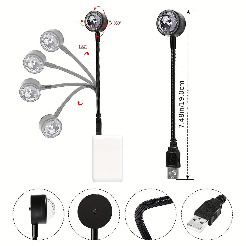 USB Music Rhythm Magic StaEffect Projection Lamp LED Party Disco StaLight Romantic Atmosphere LED Light For Cars Bedrooms Parties