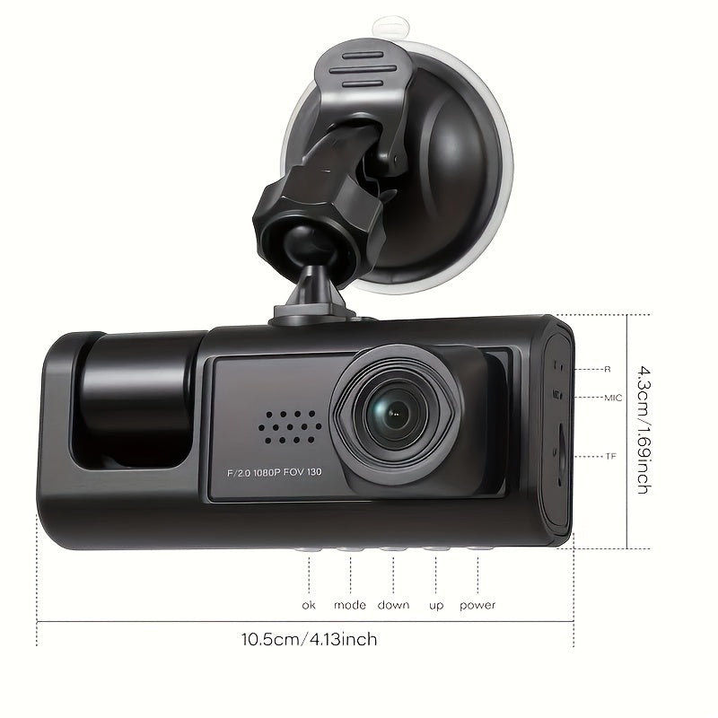 Dash Cam For Cars,Front And Inside,1080P Dual Camera With IR Night Vision,Loop Recording,Car DVR Blackbox With 2 Inch IPS Screen