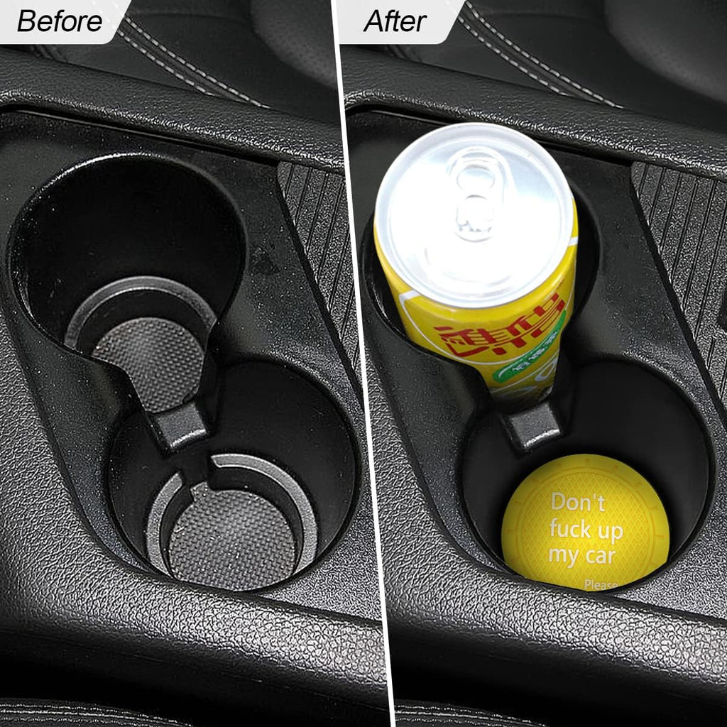 8sanlione Car Cup Coaster, 4Pcs 2.75 Inch Auto Cup Holder Insert Coasters, Non-Slip Waterproof Embedded Drink Mat, Automotive Interior Accessories for Men and Women (D Yellow/4PCS)